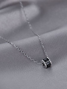 S925 Sterling Silver Necklace Womens Style Black Mini Waist Lockbone Chain Lightweight Luxury Gift for Girlfriend