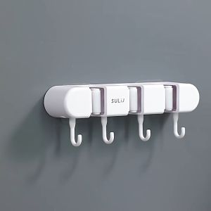 Mop Broom Hanger With Hook 4 & 5 slot 5 & 6 Hook Magic Mop Holder Wall Bracket Mop Holder Broom Hanger Clamped Storage Organizer Hook Kitchen Pemegang Penyangkut Penyapu