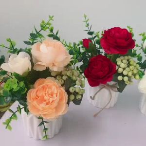 Hoa giả - Bình hoa mini cắm sẵn cao 15-20cm nhiều mẫu trang trí kệ tủ bàn trà kệ gắn tường