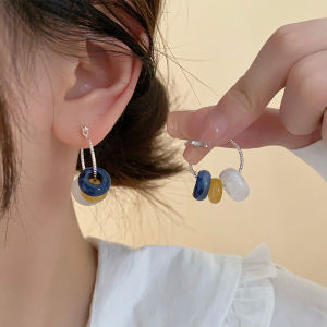 Floral Candy Color Beaded Earrings Womens Summer Ins Style Niche Style Cool Contrast Color Ear Ring Sweet All-Matching Earrings