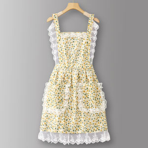 Korean Style Short Sleeve Apron Breathable Waterproof Oil Resistant Home Kitchen Workwear Cotton Coverall Super Cute