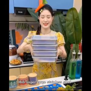 304 Stainless steel fresh keeping box with lid storage container tray sealing picnic box food container multifunctional kitchen food storage premium food tray refrigerator food storage box made in japan food container bento box