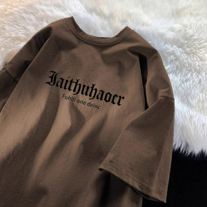 Áo Thun Nam Tay Ngắn Mùa Hè Dáng Rộng Thoải Mái Thường Ngày in Chữ Thời Trang Trẻ Em Cặp Đôi Áo Thun Cotton Phong Cách Thường Ngày