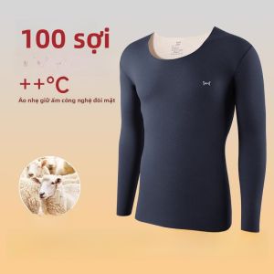 Bộ đồ lót MiiOW giữ nhiệt lông cừu lụa băng dày dặn cạp vừa