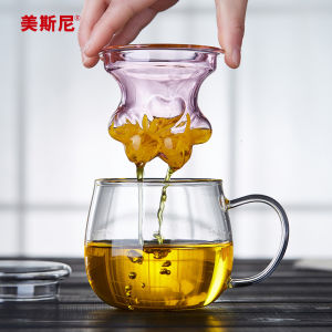 High Temperature Resistant Glass Tea Cup Cat Paw Shape Creative Design Flower Tea Separation Water Cup Cute for Office Use