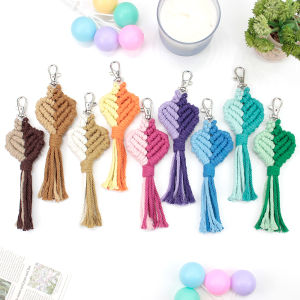 Handmade Woven Love Knot keychain Macrame Kit With Tutorial For Beginner Hand DIY Rope Knot key Chain Cell Phone Lanyard Pendant