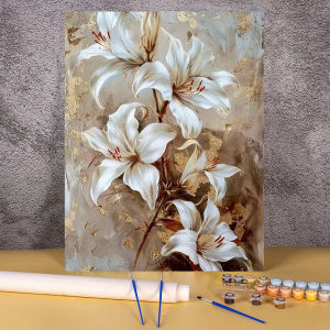 DIY Painting By Numbers HandPainted Oil Painting Lily Flowers Landscape Picture Paint Drawing on Canvas Home Decor Art Gift