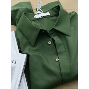 PAIBOLI | Long Sleeve French Style Pinched Waist Shirt Female Elegant Drape Concealed Placket