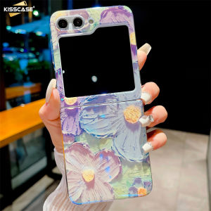 Kisscase Cho Samsung Z Flip5 Flip4 Flip3 5G Trường Hợp sơn dầu Tranh Graffiti Hoa Hướng Dương Vỏ điện thoại Cho Zflip5 Màn Hình Gập Siêu Mỏng Cứng Blu-Ray PC Shell Cho Galaxy Z Lật 5 5G Z Lật 3