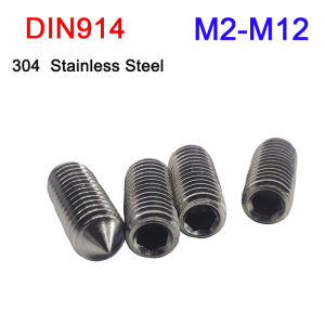 2/5/10/20/50Pcs Hex Hexagon Socket Set Screw Cone Point Grub Screw M2 M2.5 M3 M4 M5 M6 M8 M10 M12 304 Stainless Steel DIN914