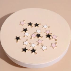 50 Pcs Charm Bintang Kecil Kalung Liontin Bintang Warna Warni Aksesories Perhiasan Charm Star Mini For Perhiasan Diy /Diy Gelang