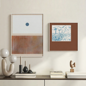 YASISHA | Vintage Zen Style Entryway Decor Art Living Room Abstract Blue Painting