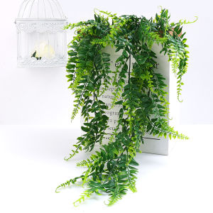 80cm Persian Fern Leaves Vines Room Decor Hanging Artificial Plant Plastic Leaf Grass Wedding Party Wall Balcony Decoratation