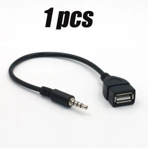 1Pcs Car MP3 Player Converter 3.5 MM Male AUX Audio Jack Plug To USB 2.0 Female Converter Cable Cord Adapter