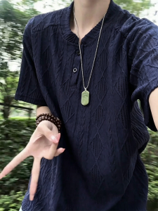 CHENMU | Henley Neck Hollow Thin Cool Summer T-Shirt