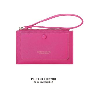 Mini Zipper Wallet Short Style PU Leather Coin Purse Driving License Card Holder Compact Money Clip for Young Women
