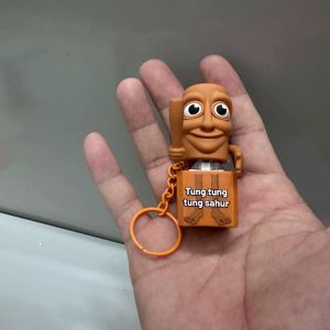 3D printed Tung tungtung sahar collectible viral Brainrot expression pack toy wooden stick man suitable for weird lovers.