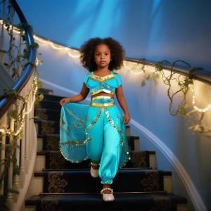 Jasmine Princess Dress for Girls Cosplay Aladdin Magic Lamp Costume Outfit Girls Halloween Kids Birthday Carnival Dance Vestidos