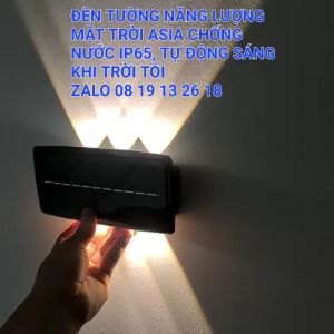 (Asia) Đèn Tường Năng Lượng Mặt Trời Asia tự động sáng khi trời tối chống nước IP65 hắt tia ánh sáng độc đáo