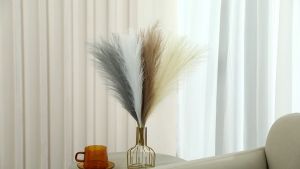 22Inch 12pcs Artificial Pampas White Pompas Grass Decor Short Pompous Grass Blush Room Decoration Wedding Centerpieces Mothers Day White Home Decor