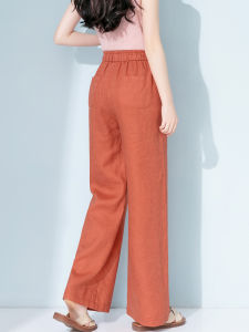 Tiiwgjiy | High Waist Wide Leg Cotton Linen Casual Pants Womens Summer Thin Straight Cut Trousers Small Size Premium Linen Ladies Pants