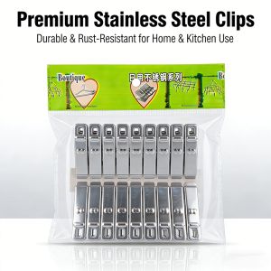 100PCS Windproof Stainless Steel Clothes Pegs Multifunction Metal Laundry Clips Strong Clamp Clothespins for Home Drying Socks