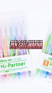 (1Pak Isi 8Warna) Ballpen Gel Warna 05mm bulpen gel warna-warni colorful pen bolpen sekolah pen gel ballpoint