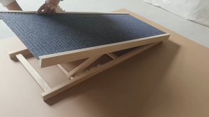 SG Wooden Pet Ramp Folding Dog Cat Ramp with Height Adjustment From 15.8" to 23.6" and Non-Slip Mat for Bed Couch