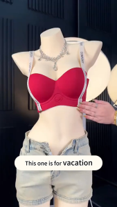 【 2-piece Set 】 Stainless Steel Rim Collection Breast Anti sagging Bra - One piece seamless gathered back Wire-Free Full Cup Bra breathable and lightweight Southeast Asian womens hot Sweatproof Seamless Underwea