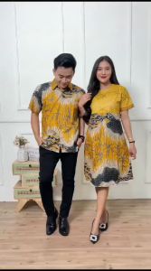 Outfit Couple Baju Batik Pasangan Atasan Kemeja Pria Dress Cewek Lengan Pendek Baju Couple Bareng Ayank