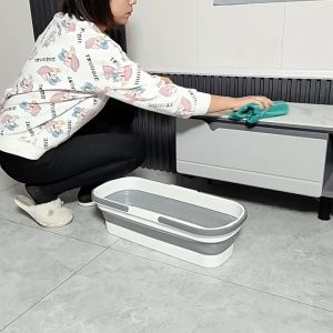 ไม้ถูพื้น กับ ถังยืดพับได้  ถังน้ำ ประหยัดพื้นที่ ถังพับได้ ไม้ม็อบ ถังน้ำพับได้อเนกประสงค์ (พร้อมส่ง)