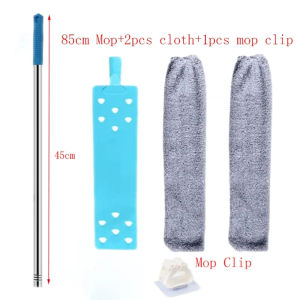 1pcs Set Washable Under-Bed Dust Cleaner with 1/2 Replacement Cloths Extendable Gap Dusting Brush Durable Floor Dusting Brush
