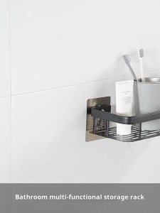 [SG Stock] NO Punching Bathroom Shelf Toilet Towel Rack Accessories Corner Shelve Kitchen Wall