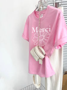 Fresh and Stylish Daisies Pink Cotton Short Sleeve T-shirt