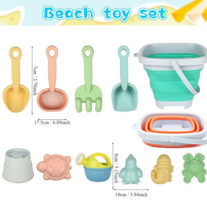 Beach Toys for Kids Play Sand & Water Toy Set Digging Sand with Collapsible Bucket Shovel Rake Set Sand Molds Summer Outdoor