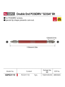 VESSEL Magnetic Screwdriver Bit 1Pcs 110mm Double End POZIDRIV GO-SAI PZ1 PZ2 PZ3 Bit NO.GSPZ Series