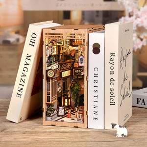 Cats Alley DIY Miniature House - 3D Wooden Book Nook Kit Hand-Assembled Bookend & Home Decor Christmas and Black Friday