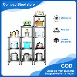 CompactSteel store Kitchen Pot Rack Adjustable Height Pan Organizer Stainless Microwave Rack Corner Gap Storage Rack