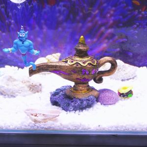 Mojioo เครื่องประดับยางอะลาดินและโคมไฟแฟนซี-ของตกแต่งตู้ปลาที่สร้างสรรค์ของตกแต่งสวนในสัตว์เลื้อยคลานฉากตู้ปลาบ้านและสำนักงาน