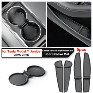 Tấm Lót Khe Cửa Trước Tesla Model Y Juniper 2025-2026 Khay Đựng Đồ Chống Trượt Đệm Bảo Vệ Giá Để Cốc Phía Sau