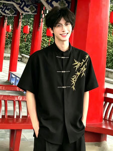 Traditional Chinese Embroidery Wedding Shirt Short Sleeve