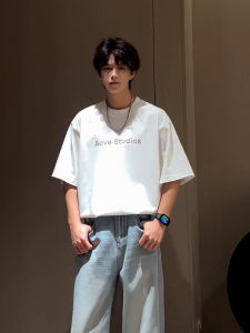 เสื้อยืดคอกลมแขนสั้นผ้าฝ้ายแท้พิมพ์ลายตัวอักษรสไตล์อเมริกันสำหรับผู้ชาย ทรงหลวม ใส่สบาย ระบายอากาศได้ดี เหมาะกับฤดูร้อน