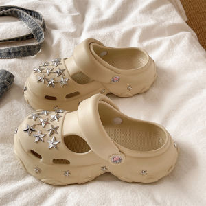 QIAOHUI | Sweet and Cool Star Studded Thick Sole Increase Height Two Way Slip-resistant Sandals