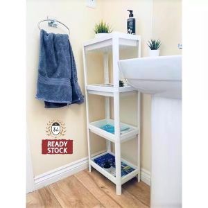 VESKEN Corner Shelf Unit (White) 33x33x71cm 🔥Ready Stock🔥 Bathroom Shelf / Toilet Shelf - Rak Sudut 角架