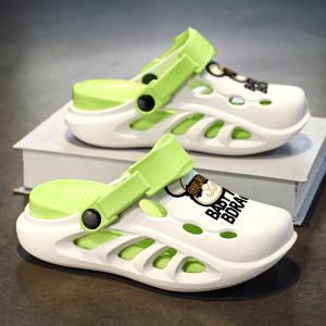 Mens Summer Outdoor Slip-On Slippers Thick Bottom Anti-Slip Breathable Sports Beach Sandals Comfortable Rubber Slipper