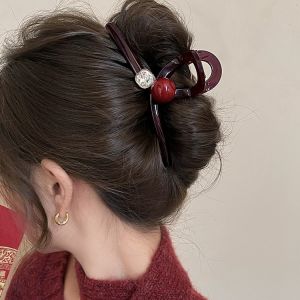 Large Acrylic Pearl Hair Claw for Women Shark Clamp Back of Head Hair Accessory Suitable for Thick Hair Fashionable Sensation