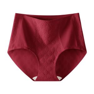 miiow | Red Pure Cotton Underwear Womens Mid-Waist Seamless Antimicrobial Briefs Birthday Gift For Girls Fashionable Simple Style