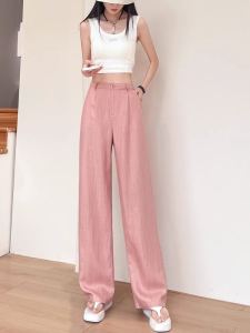 Cao Cấp Tencel Linen Quần Ống Rộng Cho Nữ 2024 Giảm Béo Rời Thả Chân Quần Denim Áo Ống Thẳng Quần