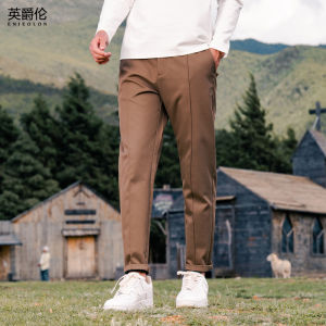 กางเกงขายาวทรงตรงชาย Enjeolon ทรงหลวม สไตล์ลำลอง ฤดูใบไม้ร่วง/ฤดูหนาว กางเกงขายาวทรงตรงสีพื้น กางเกงขายาวผู้ชาย