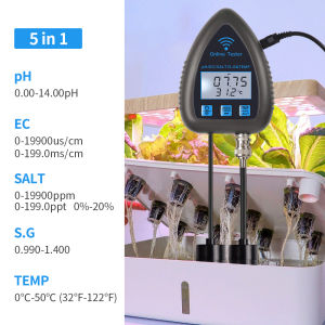 Tuya WiFi 5 in 1 TDS/EC/SALT/S.G./TEMP PH Meter Bluetooth APP Online Water Quality Monitor for Pool Aquarium Aquaculture